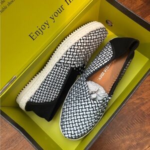 NIB Bernie Mev Beth Slip-on Sneakers - Black Reflective - Womens EU 37/US 6